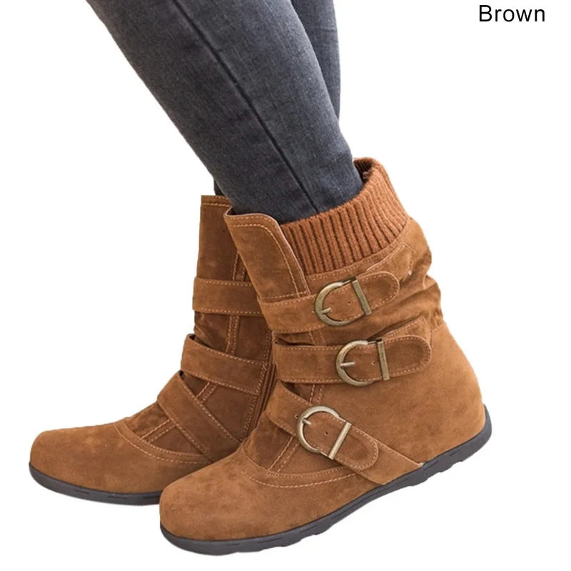 Brown Litthing женские зимние ботинки короткие ботинки из толстого хлопка на плоской подошве, большие размеры повседневная обувь очень теплые зимние женские ботинки - Цвет: Brown