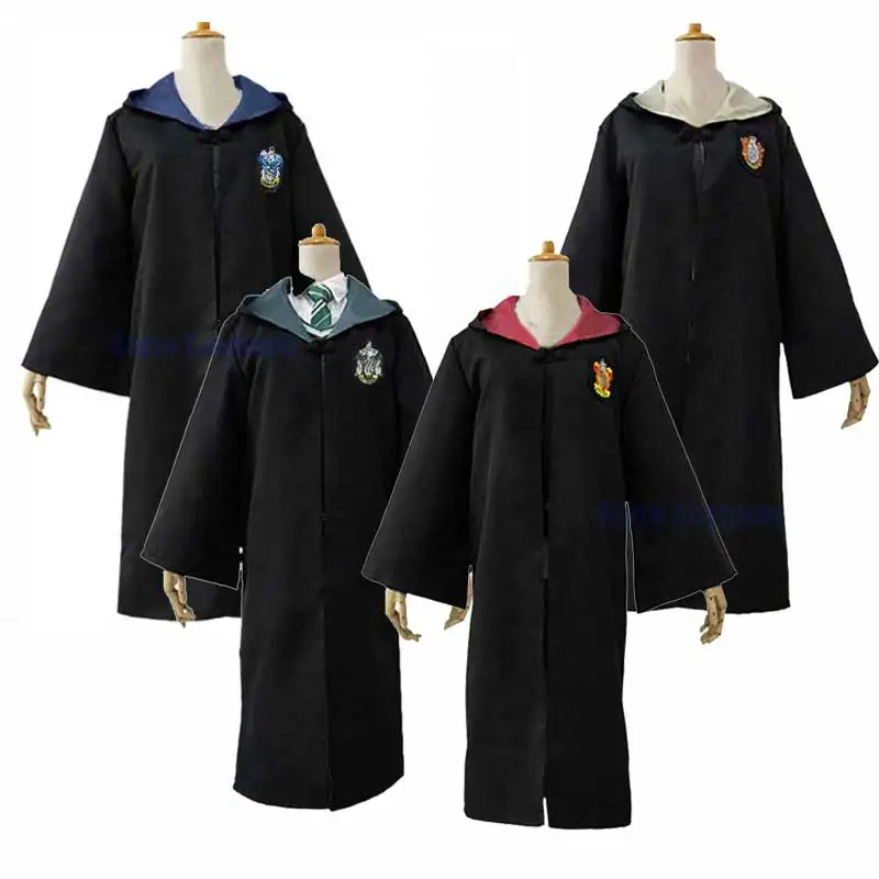 

Children Men Women Halloween Costume College Magicl Uniform Wizard Robe Tie Wand Glasses Party Cosplay Granger Costume