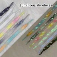 1pair fashion colorful reflective shoelaces luminous sneakers shoelace laser sequin shoe laces fluorescent laces shoes 120140cm