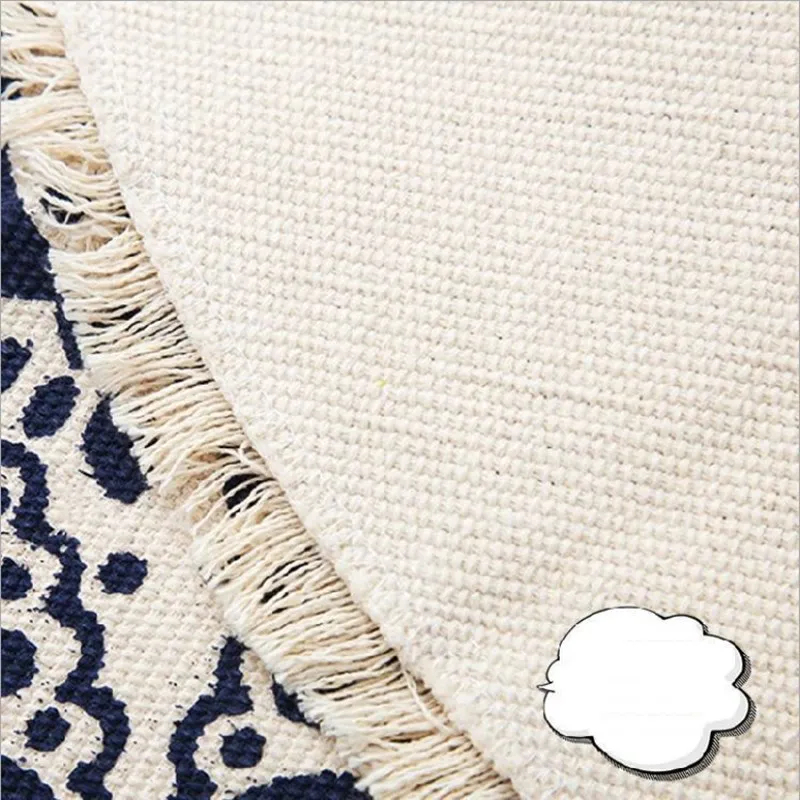 

Ethnic Style Cotton Door Carpet Linen Mat Vintage Plain Tapestry Handmade Carpet Study Bedroom Sofa Cushion