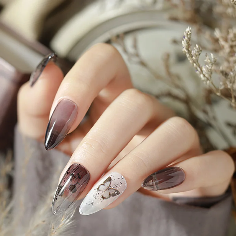 Новое поступление 3D наклейки для ногтей черные бабочки и цветы клейкие украшения