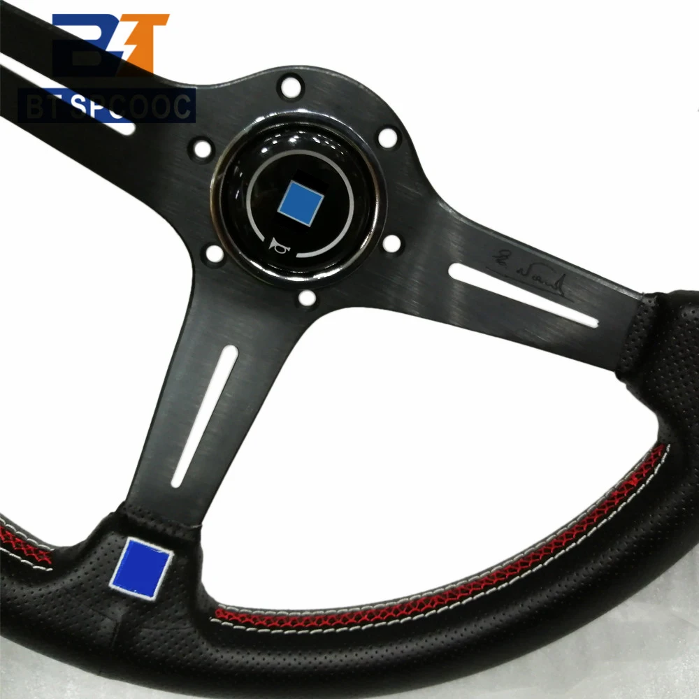 ND руль для автомобиля кожаный гоночный спортивный колеса 14 дюймов 350 мм вогнутый