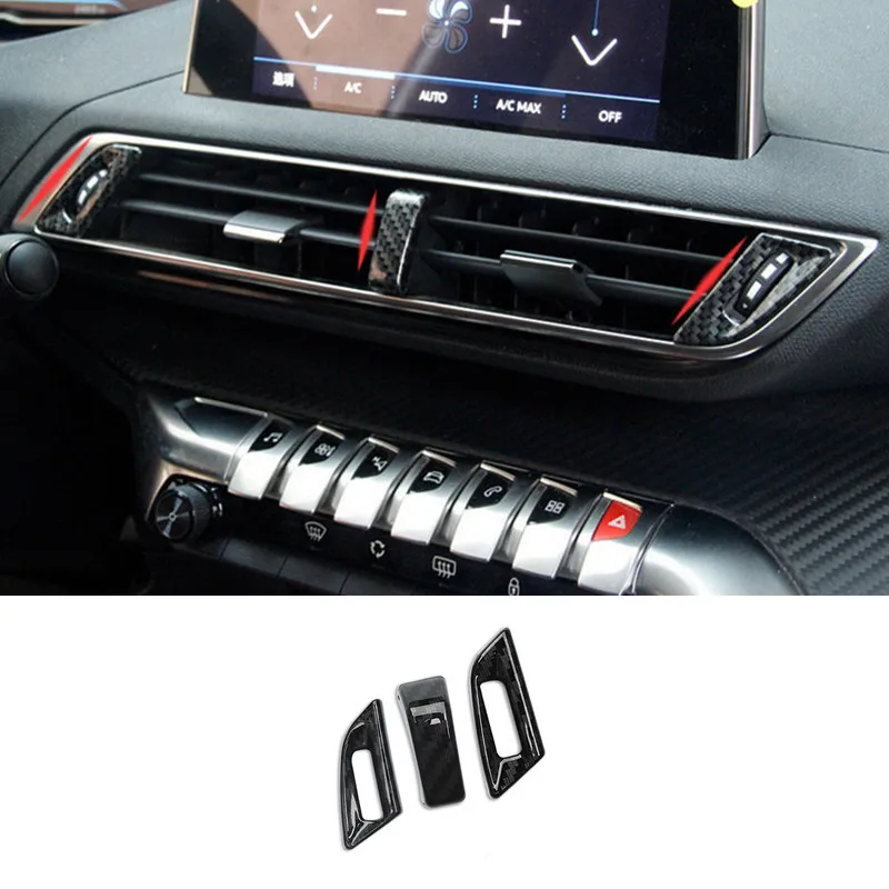 

For Peugeot 3008 GT 2nd 2017 2018 ABS Carbon fiber Front Middle Center Air Conditioner Outlet Control Cover AC Vent Accessories
