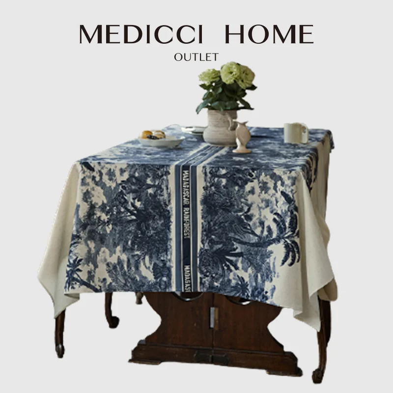 Medicci Home-Mantel redondo De estilo francés para decoración De comedor, mantel De Mesa De la selva tropical De Malasia, Toile De Jouy, cocina