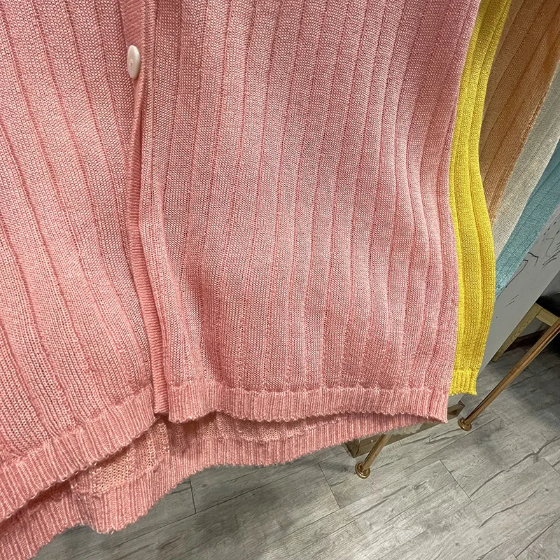 

100% Tencel T-shirts Women V-neck Fake Button Up Tees Short Sleeve Casual Knitted Crop Tops For Women 2021 Summer Tee A-011