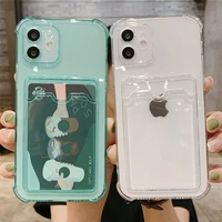 clear card holder phone case for huawei p30 p40 pro mate 30 40 pro nova 7 8 pro tpu wallet shockproof soft comers cover
