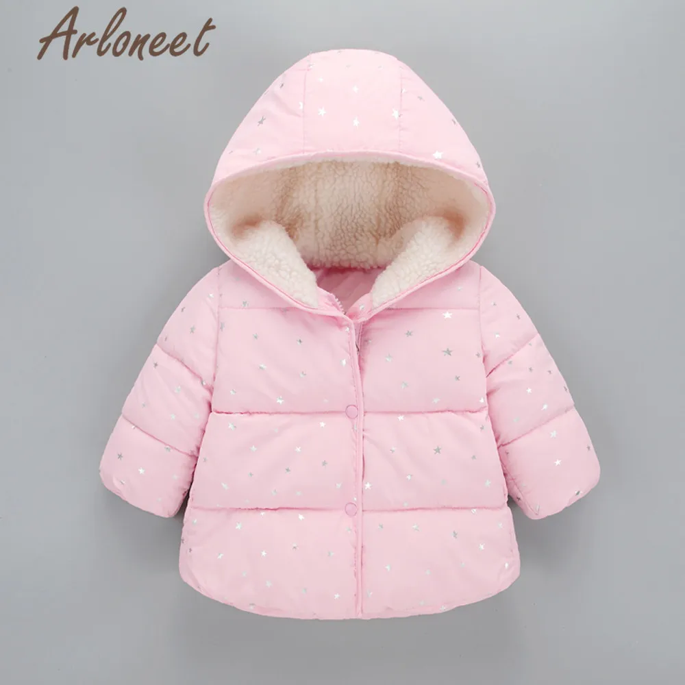 ARLONEET/пальто с героями мультфильмов; зимнее плотное пальто для новорожденных девочек; Верхняя одежда с капюшоном и принтом со звездой; коллекция года; Детское пальто; ветрозащитная верхняя одежда для девочек