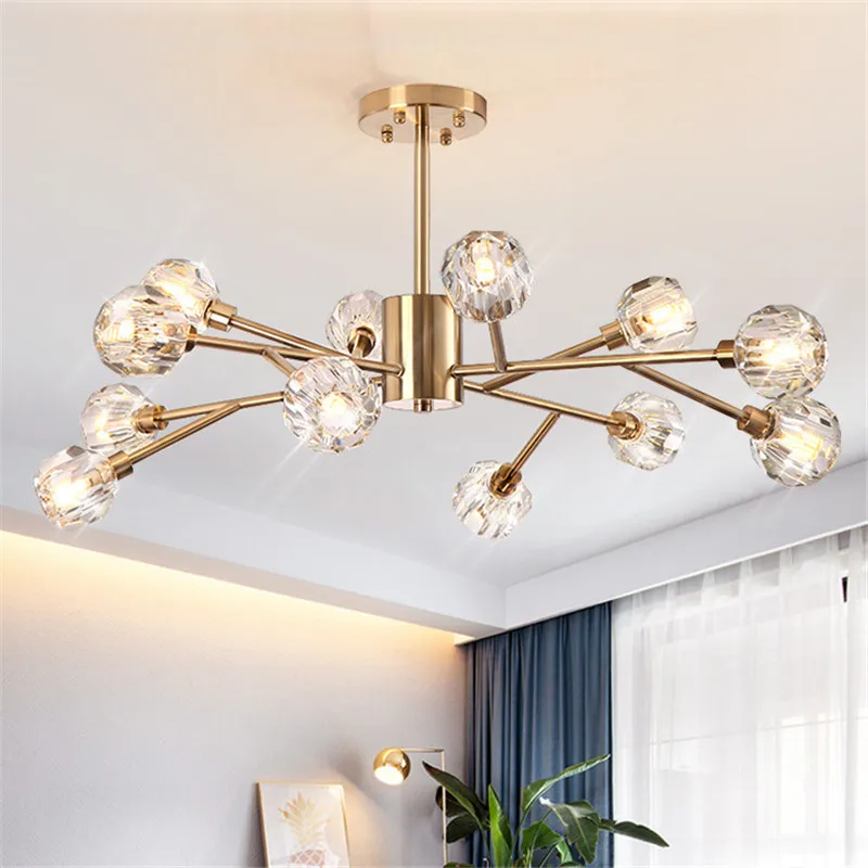 Хрустальный шар потолочное освещение золотые ветки дизайн потолочная лампа G9