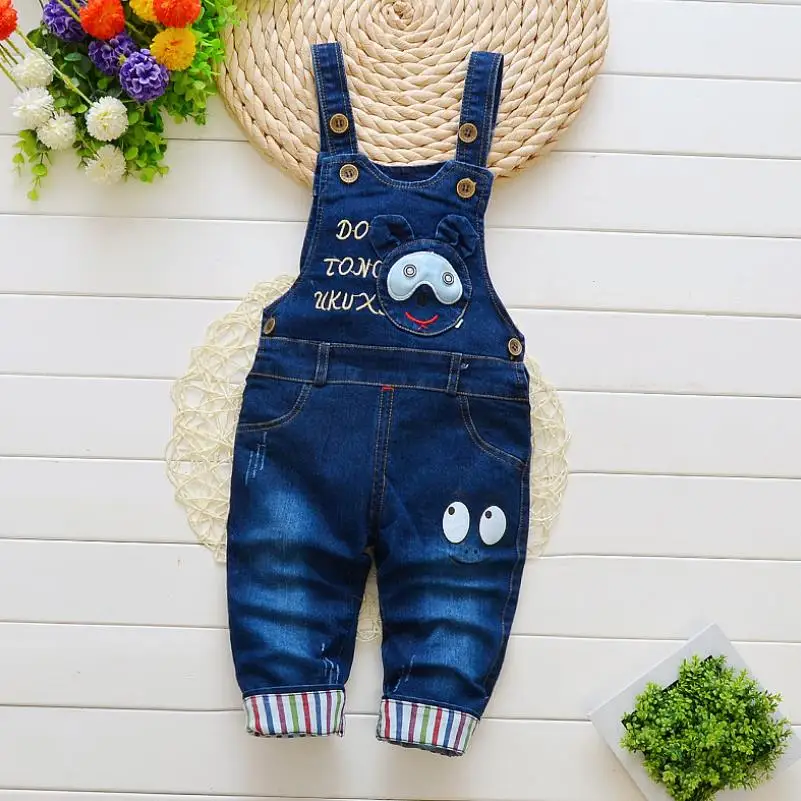 В 2018 году новые весенне-осенние детские утепленные джинсы комбинезон для