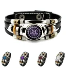 Подвески в виде пентаграммы для браслетов для женщин ювелирные изделия с символом ведьмы звезды винтажный многослойный Плетеный Кожаный Браслет в стиле панк