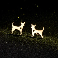 wangaiyao2021 new stainless steel dog earrings female cute small animal ear jewelry girl