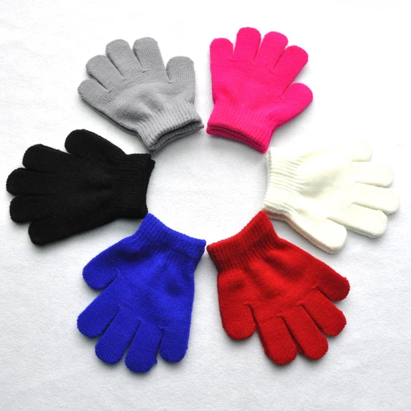 

Wecute Child Winter Warm Gloves for 3-7 years Kids Pure Color Knitted Warm Gloves Kindergarten 13*10cm Soft Outdoor Play