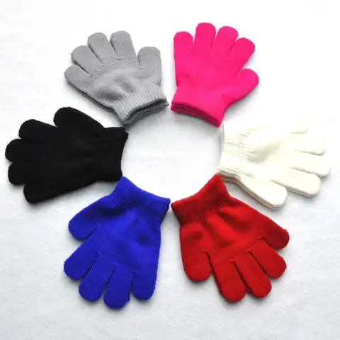 Детские зимние теплые перчатки Wecute для детей 3-7 лет, однотонные вязаные теплые перчатки для детского сада, 13*10 см, мягкие уличные игры