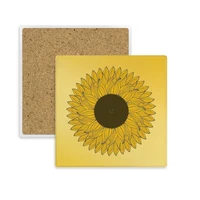 flower yellow sunflower plant square coaster cup mug holder absorbent stone for drinks 2pcs gift
