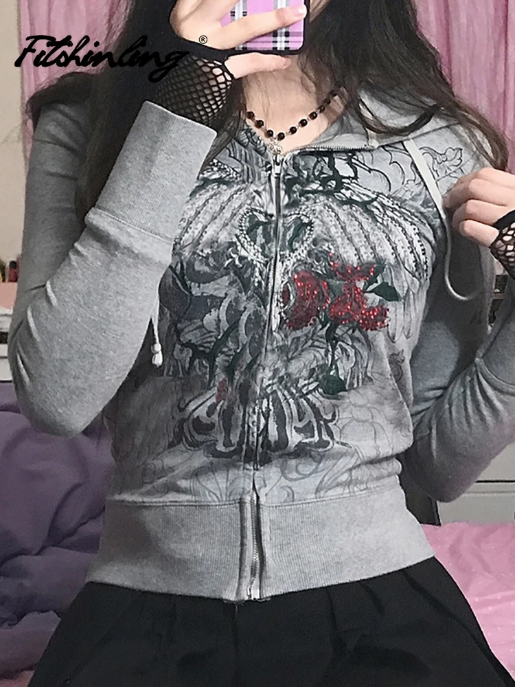 

Женский винтажный кардиган на молнии, с принтом