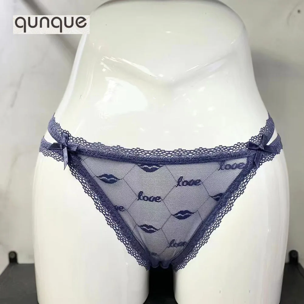 

Mesh Letter Lace Transparent Mid Rise Sexy Panties Briefs Y2k Cueca Moda Intima See Through Calcinha Feminina Underwear Women