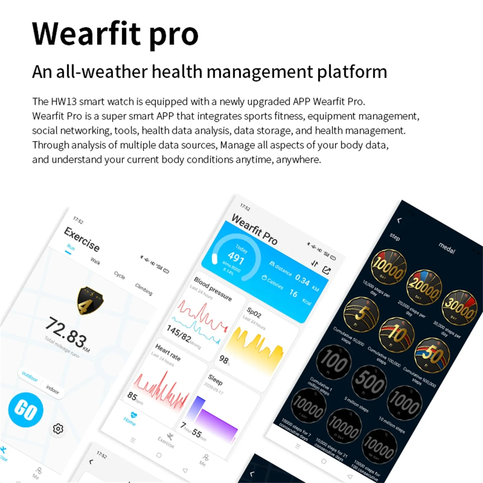 

Hw13 1.57in Smart Watch Women Heart-rate-monitor Full Screen-touch Fitness Band Men Waterproof Smartwatch For Ios Android#g45