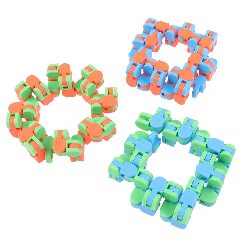 

1pc Multicolor Wacky Tracks Snap and Click Fidget Toys Kids Autism Snake Puzzles Decompression suit chain Classic Sensory Toy