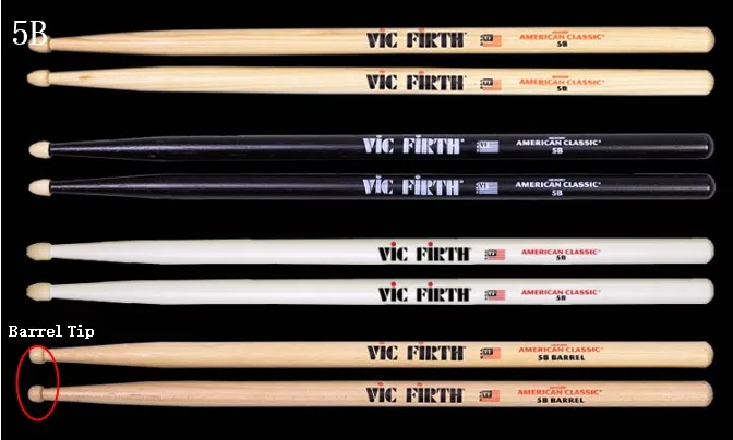 Барабанные палочки Vic Firth Hickory 5A, 5B, 5B Barrel, 7A, сделано в США, несколько цветов барабанные палочки