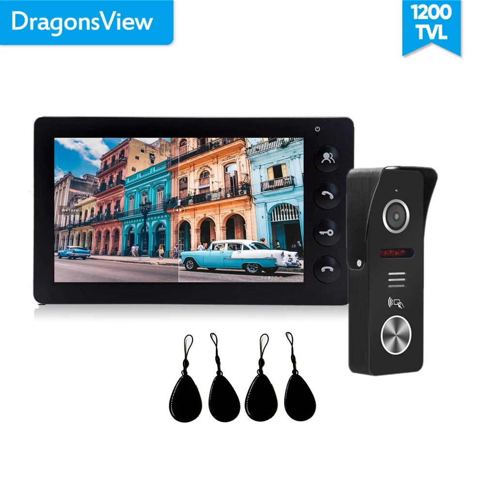 Without lock Dragonsview 7 дюймов видео телефон двери с RFID дверной звонок Дверной замок в системе контроля доступа - Цвет: Without lock