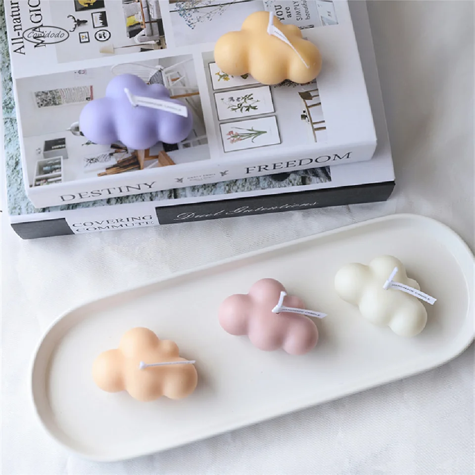

4 Pcs/Set 3D Cute Clouds Shape Candle Gypsum Candle Aroma Home Furnishing Articles Soy Wax Candle Festival Table Decorating