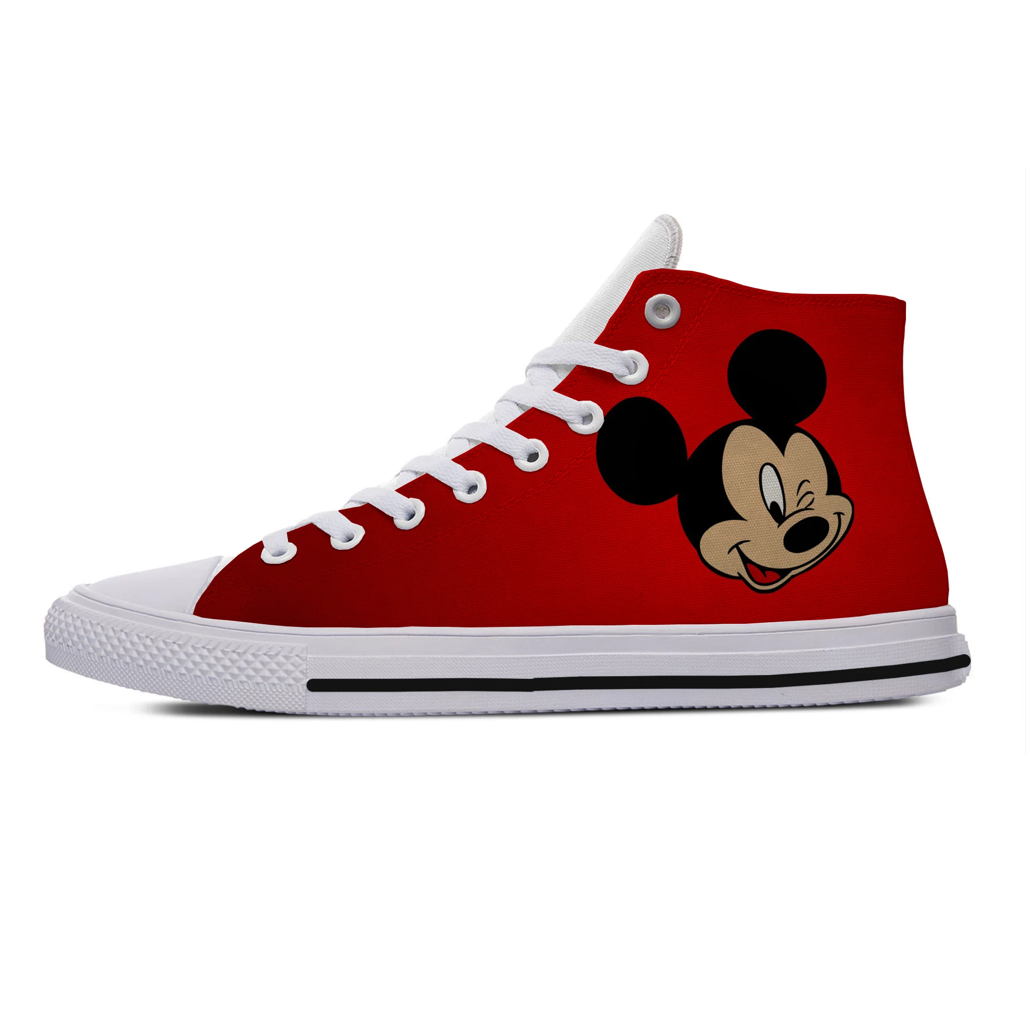 Mickey Mouse5 Женская Повседневная парусиновая обувь по индивидуальному заказу; высокие мужские туфли с Микки Маусом; женская дышащая обувь на заказ - Цвет: Mickey Mouse5