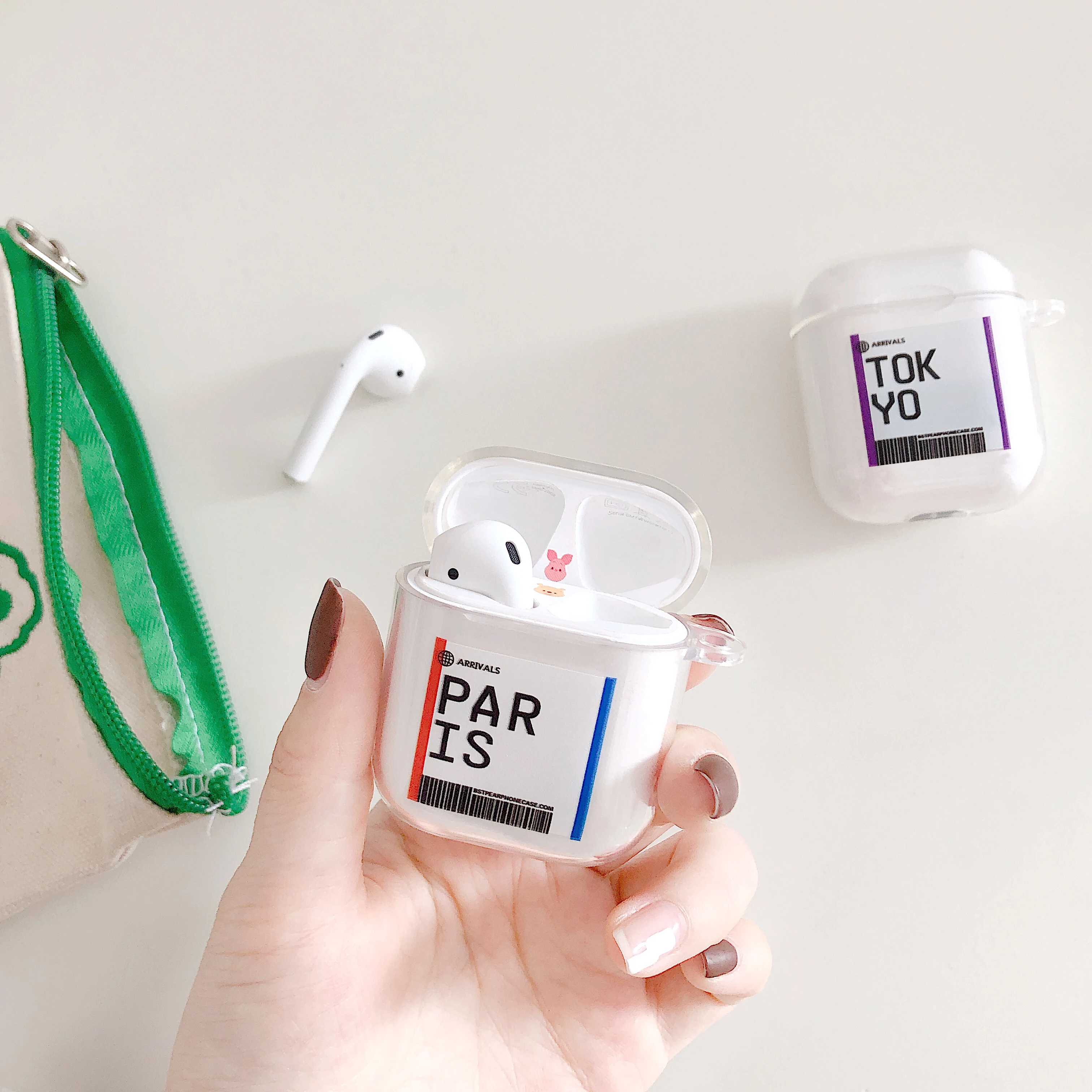 

Чехол для беспроводной Bluetooth-гарнитуры Airpods 1/2, прозрачные защитные чехлы с рисунком билета, билета, airpods