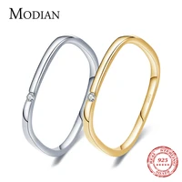 modian 100 real 925 sterling silver square unique fashion design finger ring for women golc color wedding statement jewelry