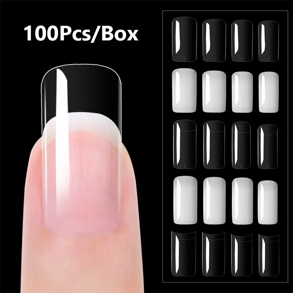 

100Pcs/Box Transparent Natural French Nail Art Half Cover False Nails Ballet Acrylic UV Gel Extension Nail Tips Manicure Tool