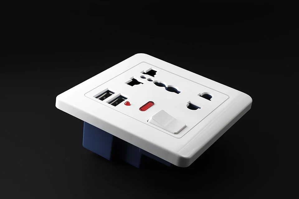 Настенный выключатель с usb разъемом, светильник 110~ 250 В, Золотая/белая Международная универсальная панель, 13А, универсальная розетка для пяти отверстий
