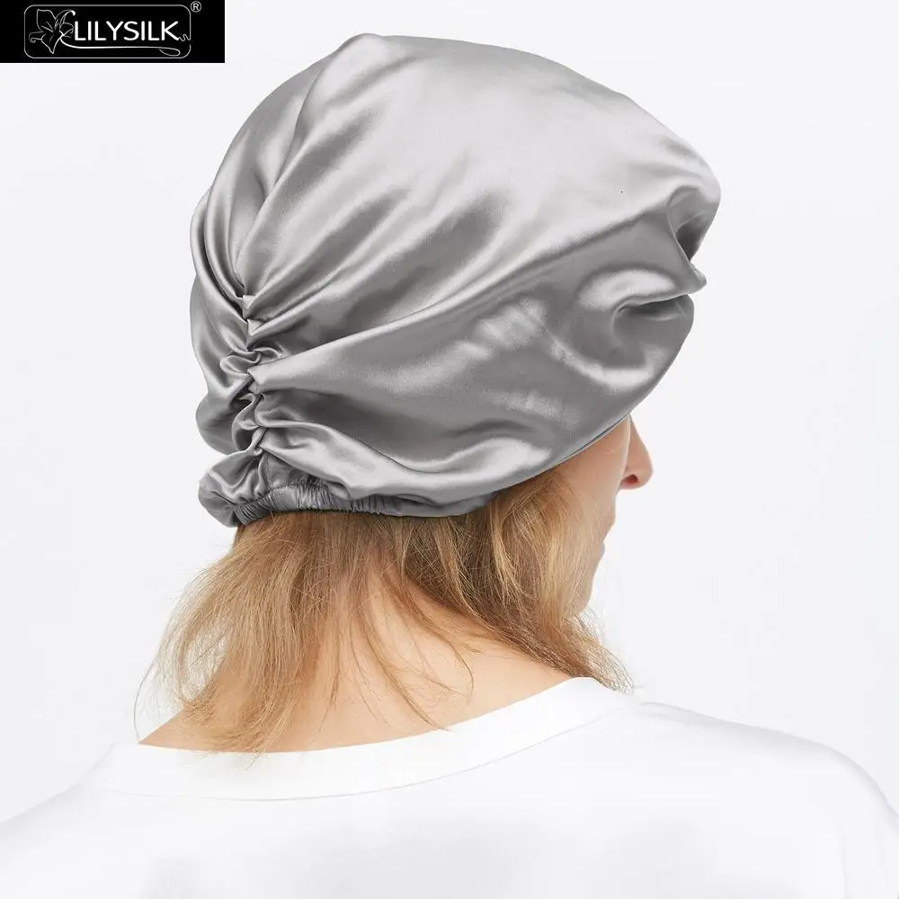 LilySilk шелковая шапочка для сна Классическая плиссированная шапка для волос один размер Женская Новинка