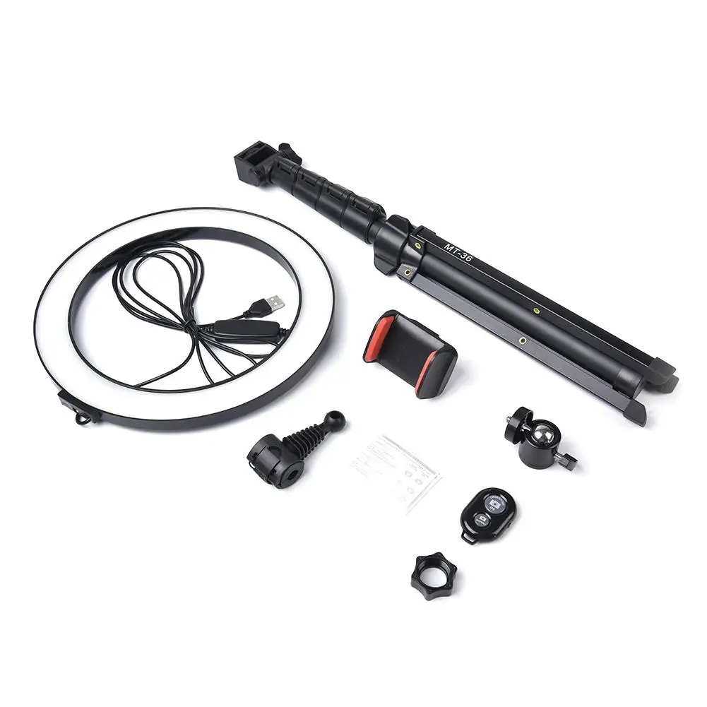 

10inch LED Selfie Ring Light Photographic Tripod Stand Lighting Phone Holder for Live Stream Makeup Photography Youtube Video