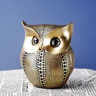 Современные статуэтки в виде Золотой совы, украшение для дома, полимерная статуэтка в виде совы с птицами, настольное украшение для комнаты, офиса, декор для сада
