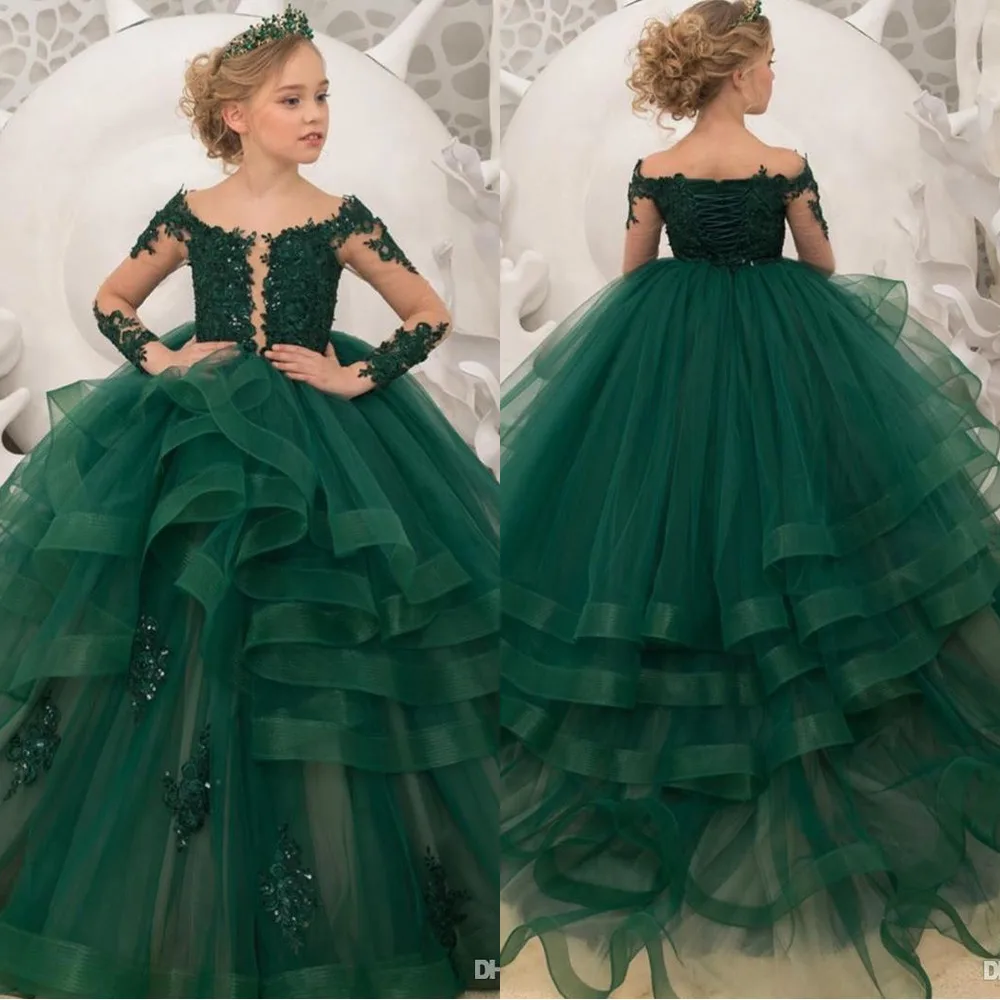 

Платье для девочки на день рождения с аппликацией и бисером, официальное платье для девочки с цветочным принтом, платье для девочки с зелены...