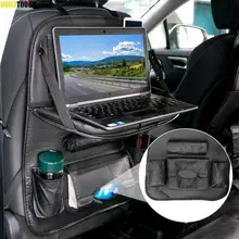 Auto Car Seat Back Multi-Pocket Storage Bag Organizer Holder Accessory Foldable Hanging Tray Container phone iPad Laptop Tablet