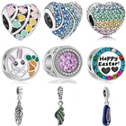 Btuamb хит продаж Хрустальный цветок кролик обувь перо ананас собака безопасности цепи бусины подходят Pandora Подвески для женщин DIY ювелирные изделия