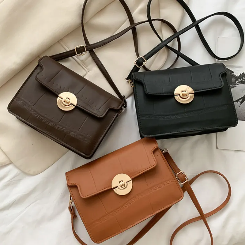 

Stone Pattern Crossbody Female Bag High Quality Soft Leather Shoulder Bag Simple Style Handbag For Women Casual Small Square Bag