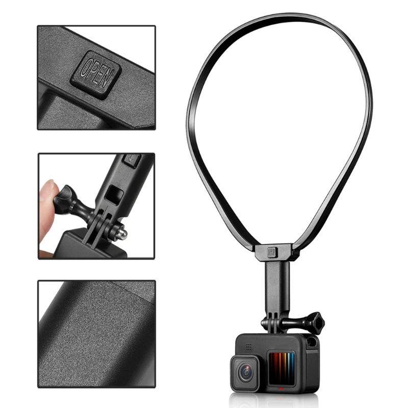 

27RA Hands-free Neck Hanging Bracket for Hero 9/8/7/6/5/4/3+, Mobile Phone Selfie Video Stabilizer for Sports Cameras