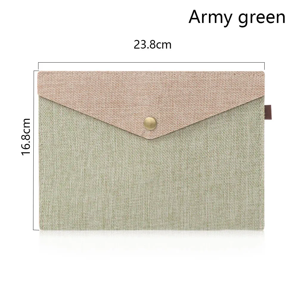 Army Green S 1 шт., А4/А5, имитация льна, Большая вместительная сумка для документов, простая элегантная холщовая фетровая сумка, портфель, папка для документов, офисные принадлежности - Цвет: Army Green S