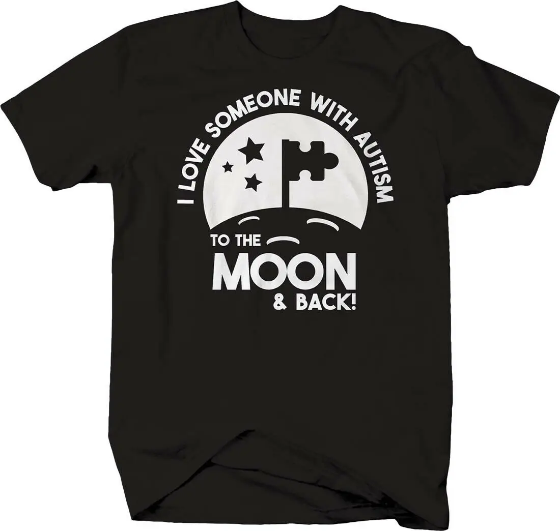 

I Love Someone With Autism To The Moon And Back! Puzzle Piece T Shirt For Men