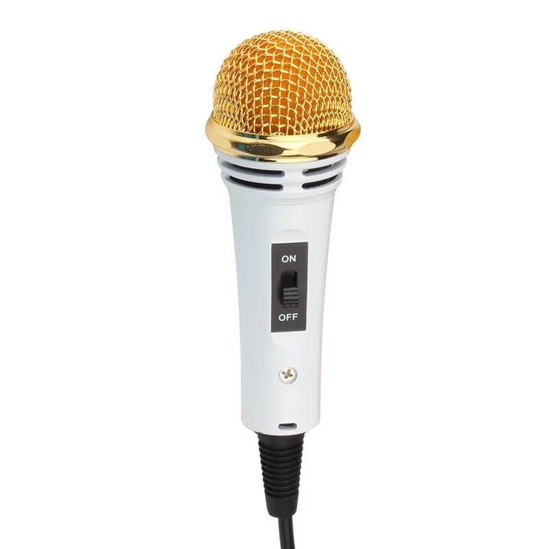 White microphone set Профессиональный караоке металлический микрофон совместим с iPhone/iPad Дети обучения музыкальный инструмент день рождения игрушки для девочек - Цвет: White microphone set