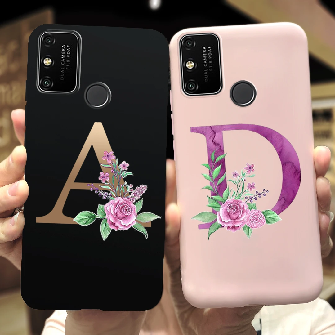 Чехол для Huawei Honor 9A с надписью и цветочным рисунком силиконовый мягкий чехол