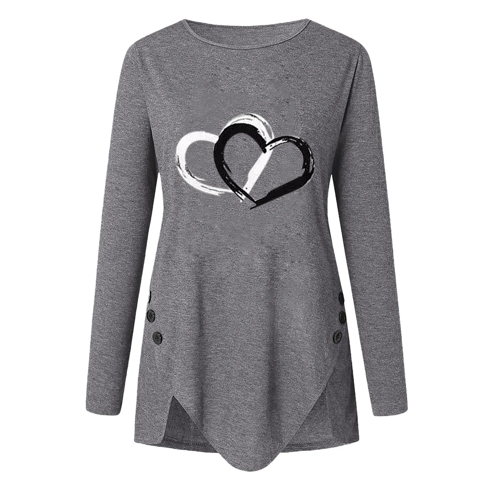 

Women Casual Long Sleeve O Neck Button Irregular T Shirt Spring Vintage Loose Shirt Oversize 2XL Tee Shirt Oversized Tops 2021
