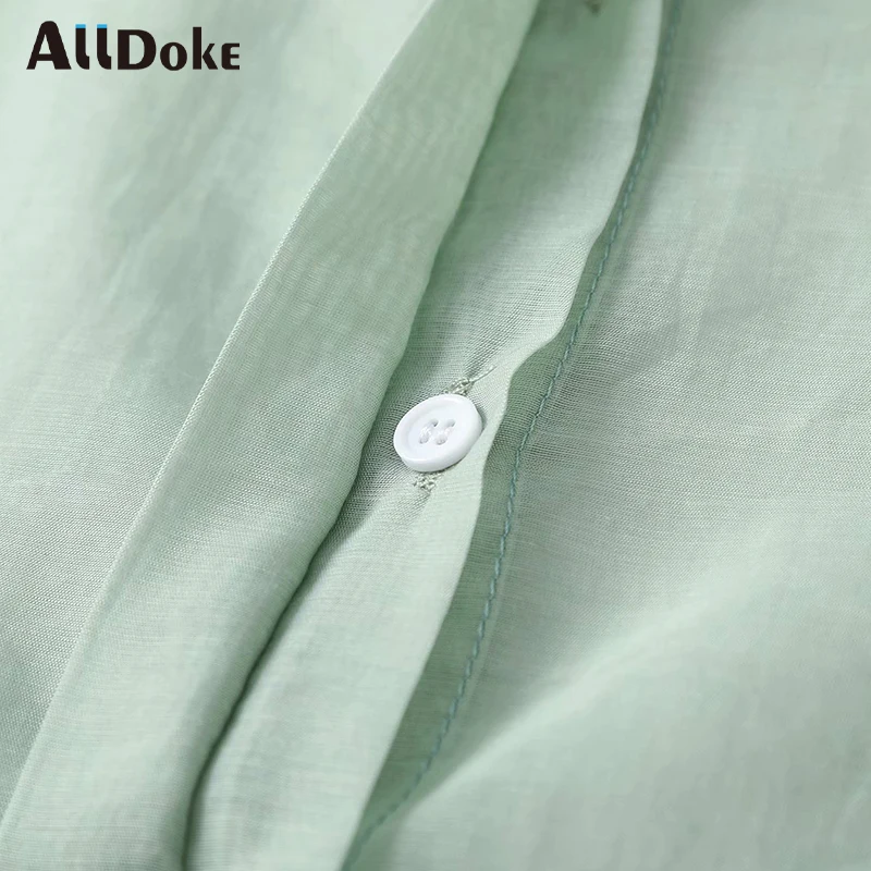 

ALLDOKE green casual bow blouse women summer chiffon half sleeve shirt tops femme vintage office ladies slim blouses blusas
