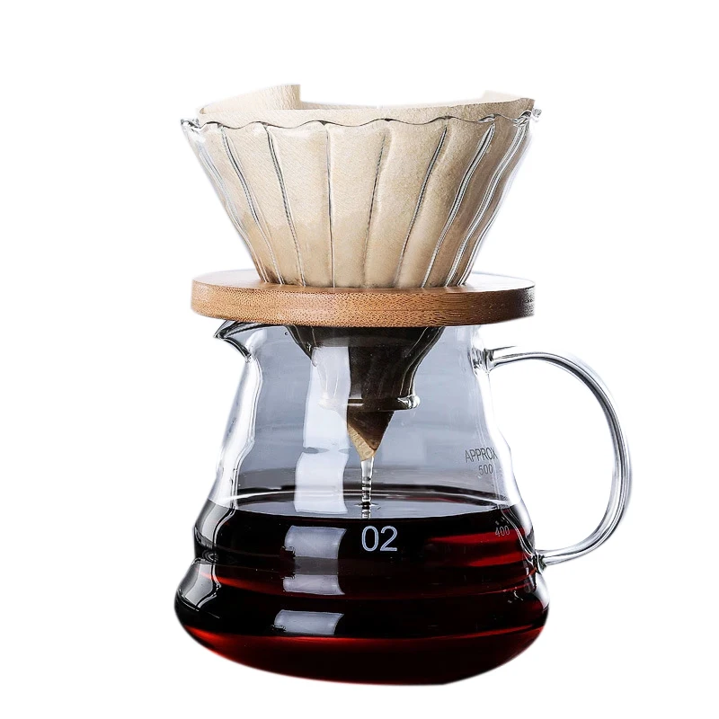 Деревянные кронштейны Стекло Кофе капельницы и горшок набор Japness Стиль V60 фильтр