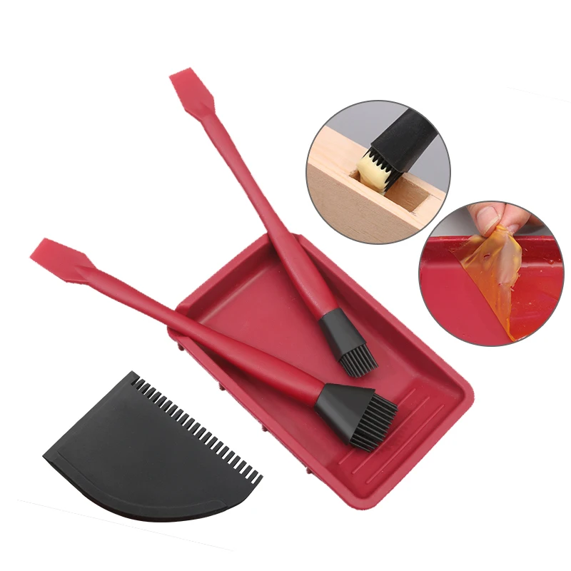 

4 шт. Washfree силиконовый инструментных кистей Деревообработка мягкий клей Кисть плоская скребок клей лоток для склеивания древесины инструменты для чистки