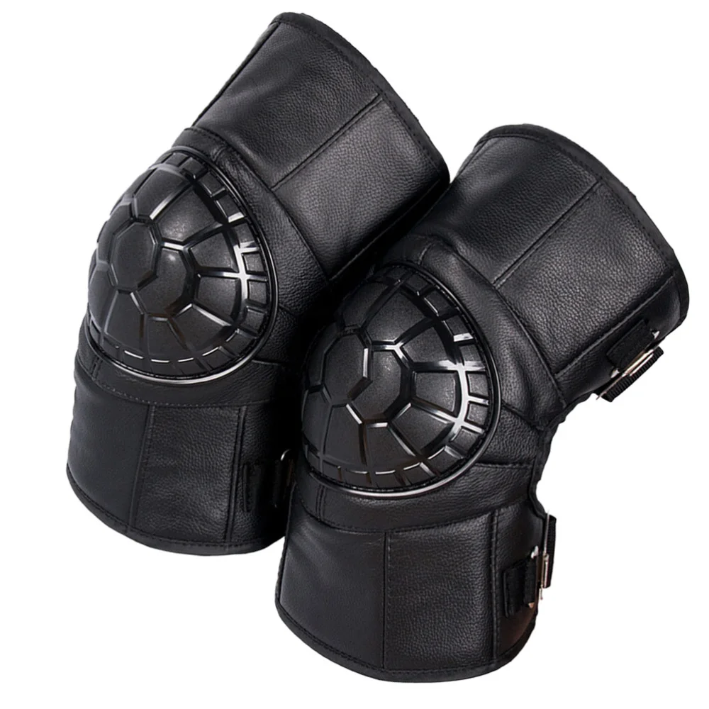 

1 Pair of Winter Knee Protector Thicken Plush Sports Protective Gear Support Keep Warm Cowhide Leather Knee Pads Small Turtle Sh