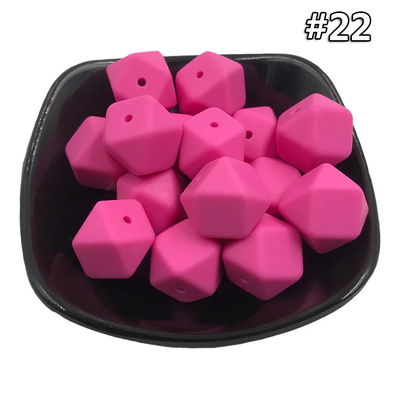 5PCS Beads 22 5 шт./компл. силиконовые шестигранные шарики 17 мм Силиконовые Шарики фитинг BPA бесплатно пищевого качества детские жевательные прорезыватели Прорезыватель Соска клип игрушка - Цвет: 5PCS Beads 22