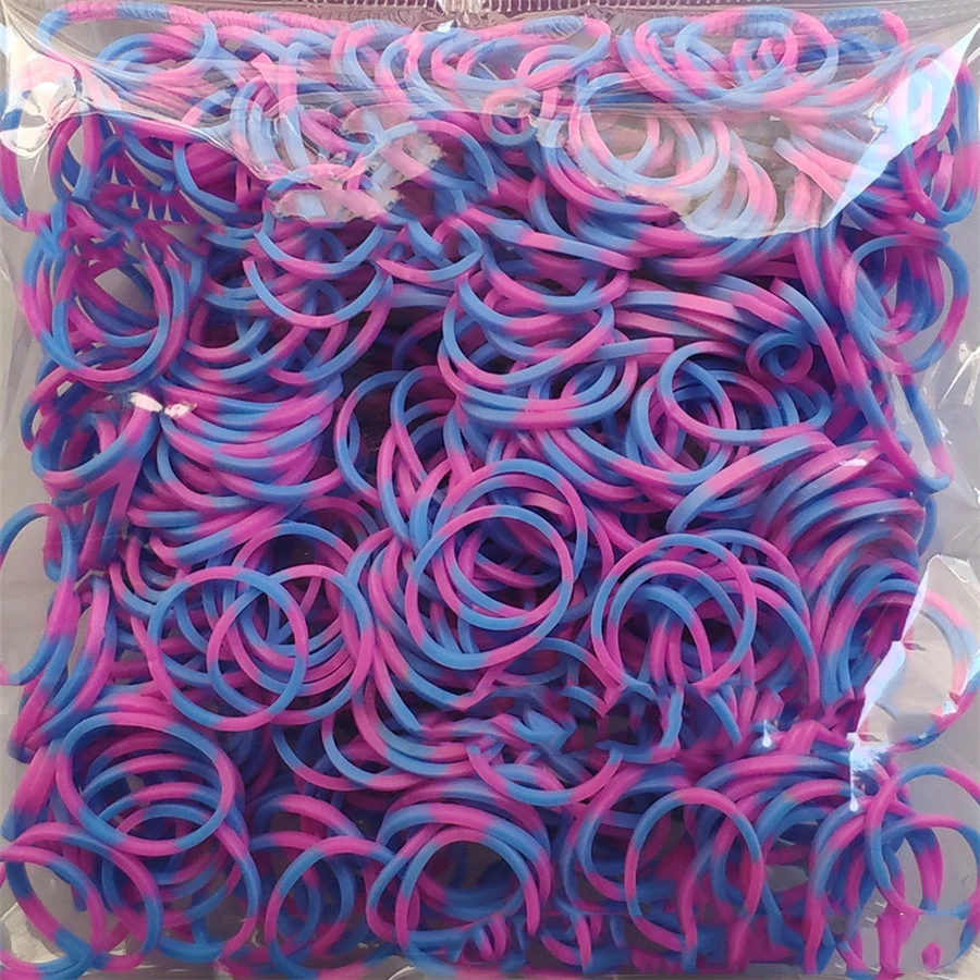 Rosered-blue 600 эластичные резиновые браслеты разных цветов, детские домашние браслеты для плетения, браслеты для женщин - Окраска металла: Rosered-blue