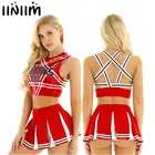 Для женщин Femme сексуальный японский костюм школьницы форма клуба сексуальное нижнее белье Gleeing Набор для чирлидеров Хэллоуин Экзотические костюмы
